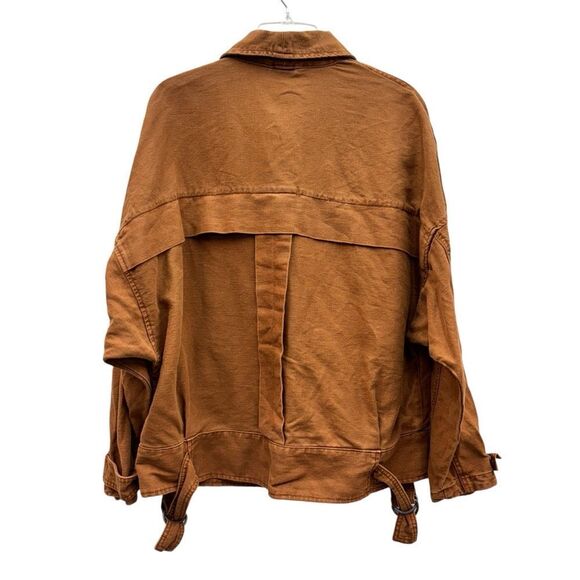 Free People Utility Cargo Jacket Burnt Orange Tan Sz M - Picture 7 of 15